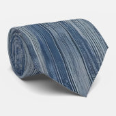 Abstracte Blue Denim Stripe Stropdas (Opgerold)