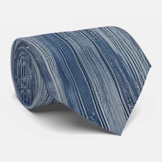 Abstracte Blue Denim Stripe Stropdas (Opgerold)