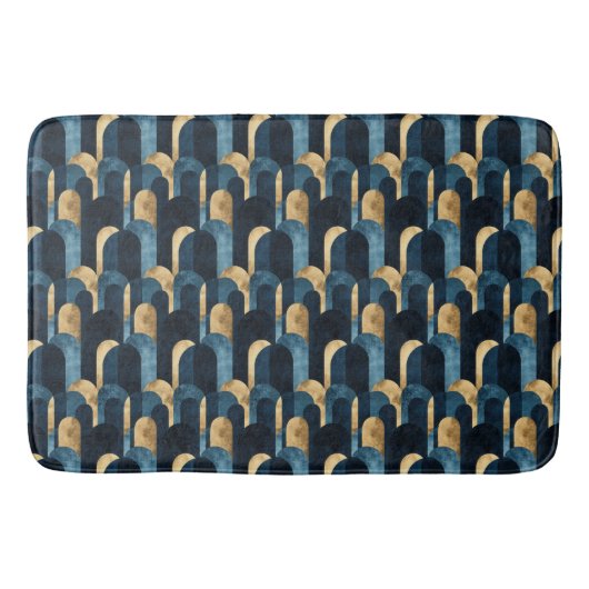 Abstracte Blue Gold Navy Badmat (Voorkant)
