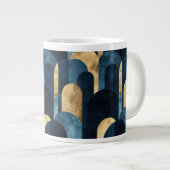 Abstracte Blue Gold Navy Extra Grote Beker (Voorkant rechts)