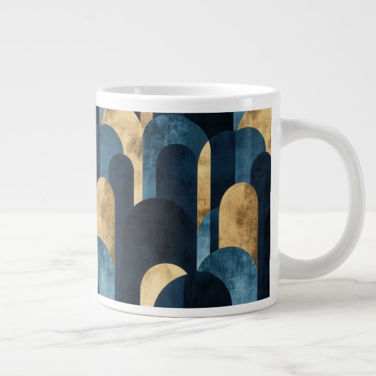 Abstracte Blue Gold Navy Extra Grote Beker (Rechts)