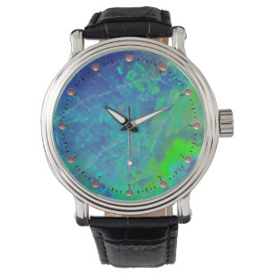 ABSTRACTE BLUE GREEN OPAL FOTO HORLOGE