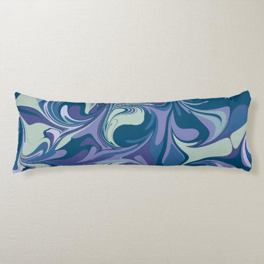 Abstracte Blue Marble Swirl Stijlvol Uniek Kleurri Lichaamskussen (Voorkant)