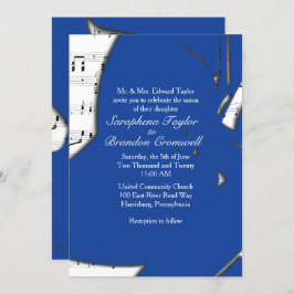 Abstracte Blue Music Wedding Theme Invitation Kaart