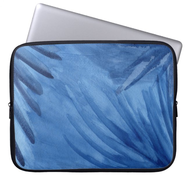 Abstracte Blue Rays Waterverf Design Laptop Mouw Sleeve (Voorkant)