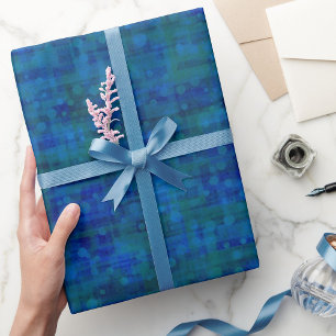 Abstracte Blue Retro Mid Century Vibe Verjaardagsc Cadeaupapier