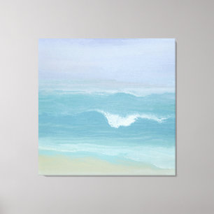 Abstracte Blue Seashore Small Wave Waterverf Canvas Afdruk