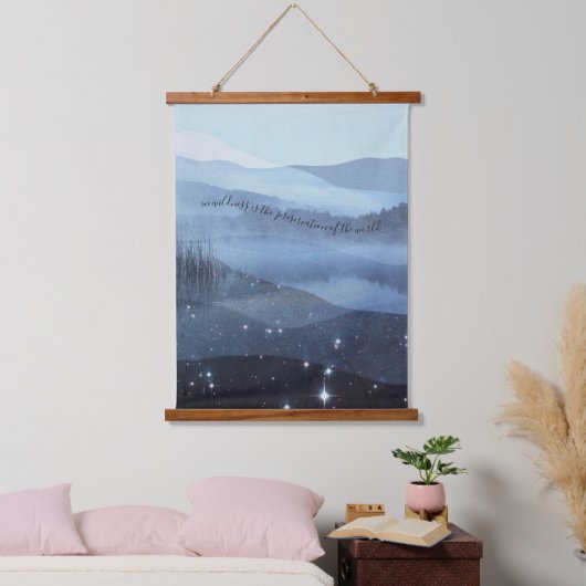Abstracte Blue Sky Mountains Stars Quote Hangend Wandkleed (Slaapkamer)