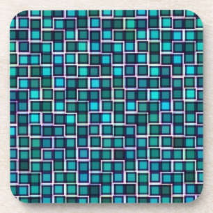 Abstracte Blue Squares Pattern-Onderzetters Bier Onderzetter