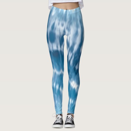 Abstracte Blue Tie Dye Leggings (Voorkant)