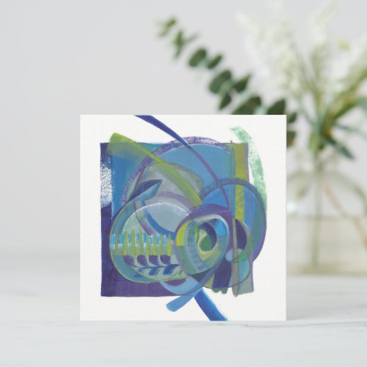 Abstracte Blues Artist's Flat Unfolded Notecard Bedankkaart (Staand voorkant)