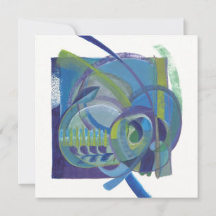 Abstracte Blues Artist's Flat Unfolded Notecard Bedankkaart