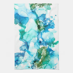 Abstracte Blues & Greens keukenhanddoek