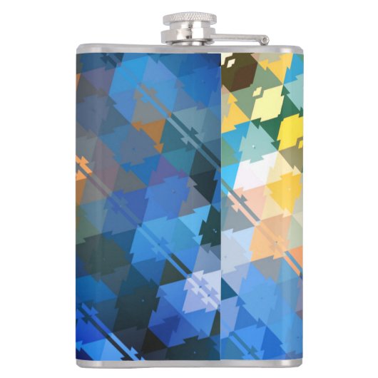 Abstracte Blues Paars en Gold Triangles Heupfles (Achterkant)