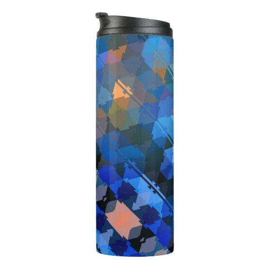 Abstracte Blues Paars en Gold Triangles Thermosbeker (Geroteerd rechts)