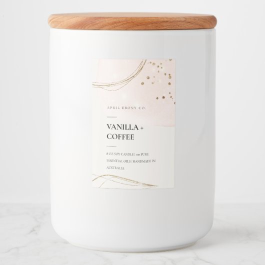 Abstracte Blush Ivory Gold Waterverf Kaars Voedselcontainer Etiket (Voorkant)