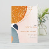 Abstracte Blush Pink Navy Blue Terracotta Wedding Save The Date (Staand voorkant)