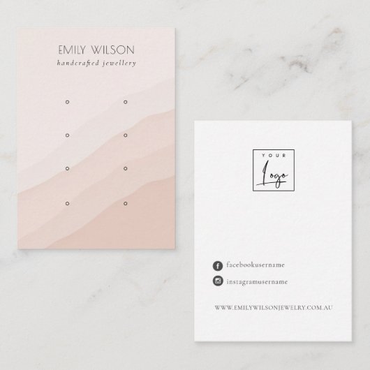 Abstracte Blush roze golven 4 Stud oorscherm Visitekaartje (Voorkant / Achterkant)