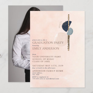Abstracte Blush Roze Gouden Fluit Foto Afstuderen Kaart