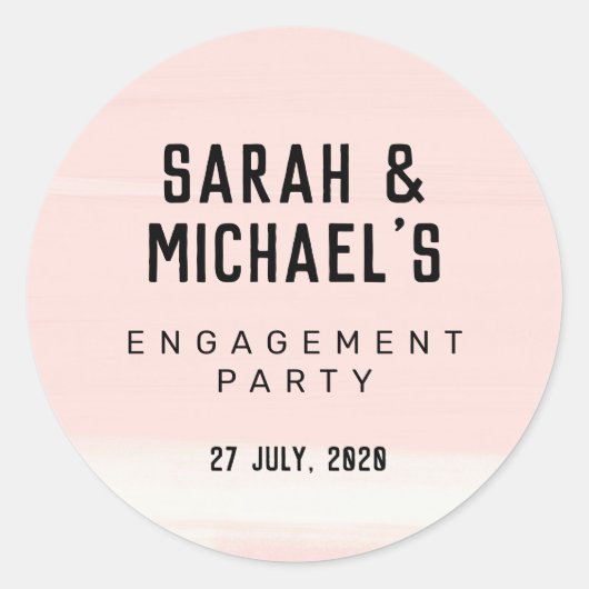 Abstracte Blush roze verloving sticker, gunsten Ronde Sticker (Voorkant)