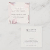 Abstracte Blush Waterverf Flora Dank u Korting Vierkante Visitekaartje (Voorkant / Achterkant)