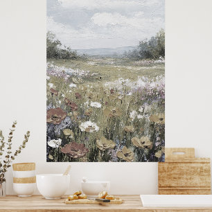 Abstracte boerderij landschap neutrale kunst poster