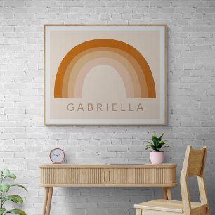 Abstracte Boho 70s Rainbow Terracotta Gepersonalis Poster