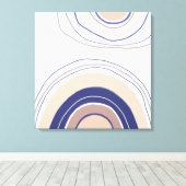 Abstracte Boho Arches - Blauw en beige Canvas Afdruk (Insitu (Houten vloer))