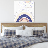 Abstracte Boho Arches - Blauw en beige Canvas Afdruk (Insitu (Slaapkamer))