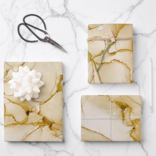 Abstracte Boho Beige Brown Alcohol Ink Art Inpakpapier Vel (Voorkant)