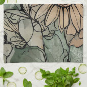 Abstracte Boho bloemensalie en beige Theedoek (Gevouwen)