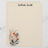 Abstracte Boho Floral Raw Sienna en zalm Briefhoofd (Voorkant / Achterkant)