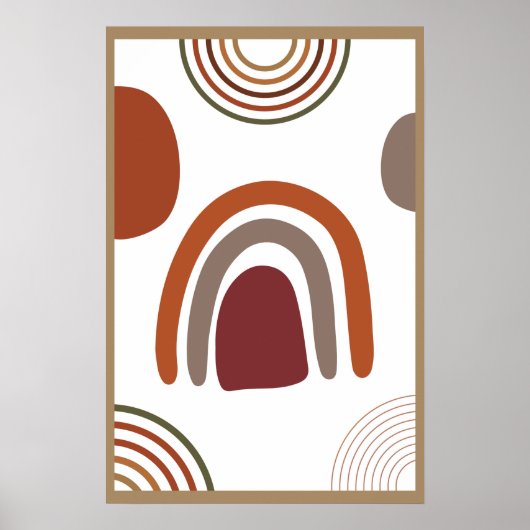 Abstracte Boho Geometric met bruin minimalistisch Poster (Voorkant)