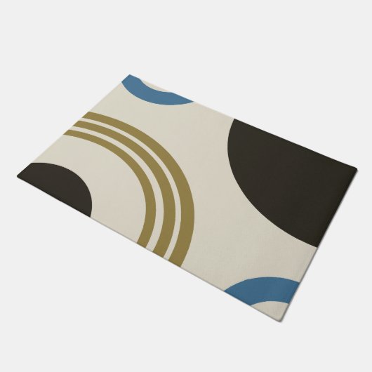 Abstracte Boho Line Art Ring Gold Black Blue Deurmat (Schuin)