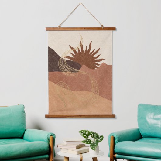 Abstracte Boho Terracotta Bisque Sun Mountains Hangend Wandkleed (Woonkamer)