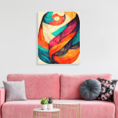 Abstracte Boho-vormschilderkunst met canvas schild Afdruk (Insitu (Woonkamer))