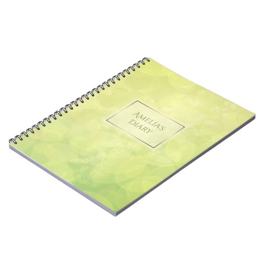 Abstracte bokeh groene limoen textuur. Naam. Notitieboek (Linkerzijde)