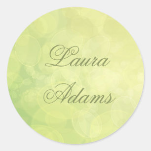 Abstracte bokeh groene limoen textuur. Naam. Ronde Sticker