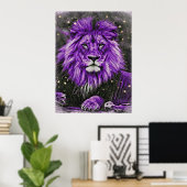 *~* Abstracte bold Celestial LION AP23 Violet Poster (Thuiskantoor)