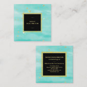*~* Abstracte Bold Gold Dust en Mint Gold Bubbles Vierkante Visitekaartje (Voorkant / Achterkant)