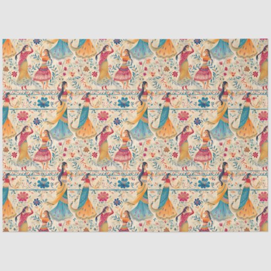 Abstracte Bollywood dansers Tissuepapier (Voorkant)