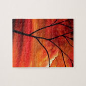 Abstracte bomen en rode zonnebank legpuzzel (Horizontaal)