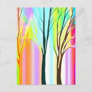 Abstracte Bomen in Veelkleurige Pastels Briefkaart