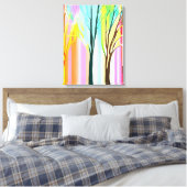 Abstracte Bomen in Veelkleurige Pastels Canvas Afdruk (Insitu (Slaapkamer))