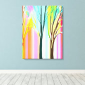 Abstracte Bomen in Veelkleurige Pastels Canvas Afdruk (Insitu (Houten vloer))