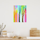 Abstracte Bomen in Veelkleurige Pastels Poster (Keuken)