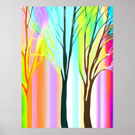 Abstracte Bomen in Veelkleurige Pastels Poster