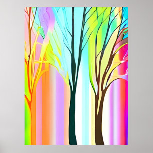 Abstracte Bomen in Veelkleurige Pastels Poster