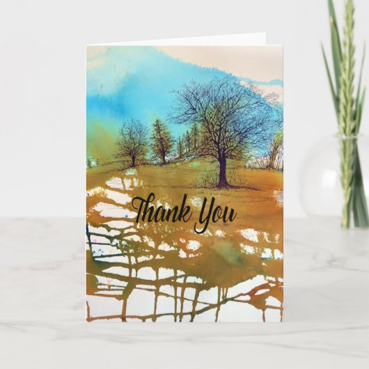 Abstracte bomen, Waterverf Ink Bedankkaart (Voorkant)