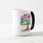 Abstracte boom met wortels en kleurrijke bladeren. magische mok (Voorkant rechts)